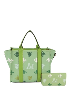 2in1 Fashion Tote Bag with Matching Wallet LMP003-1W GREEN